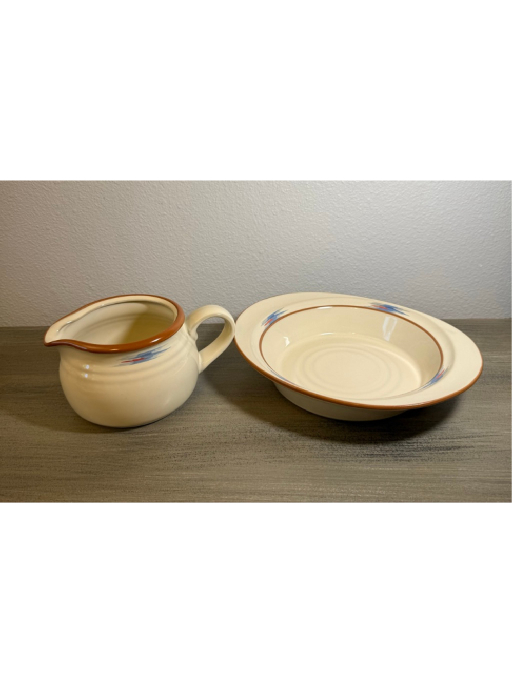 vintage Noritake Stoneware Raindance (Pattern #8675) gravy boat underplate bowl - Picture 2 of 11